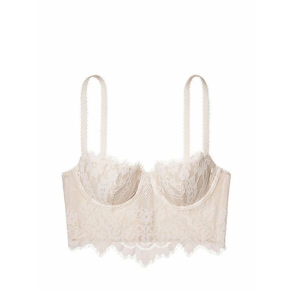 Victorias Secret Ivory White Dream Angels Bridal Long Lined Demi Bra 34C - Picture 12 of 12